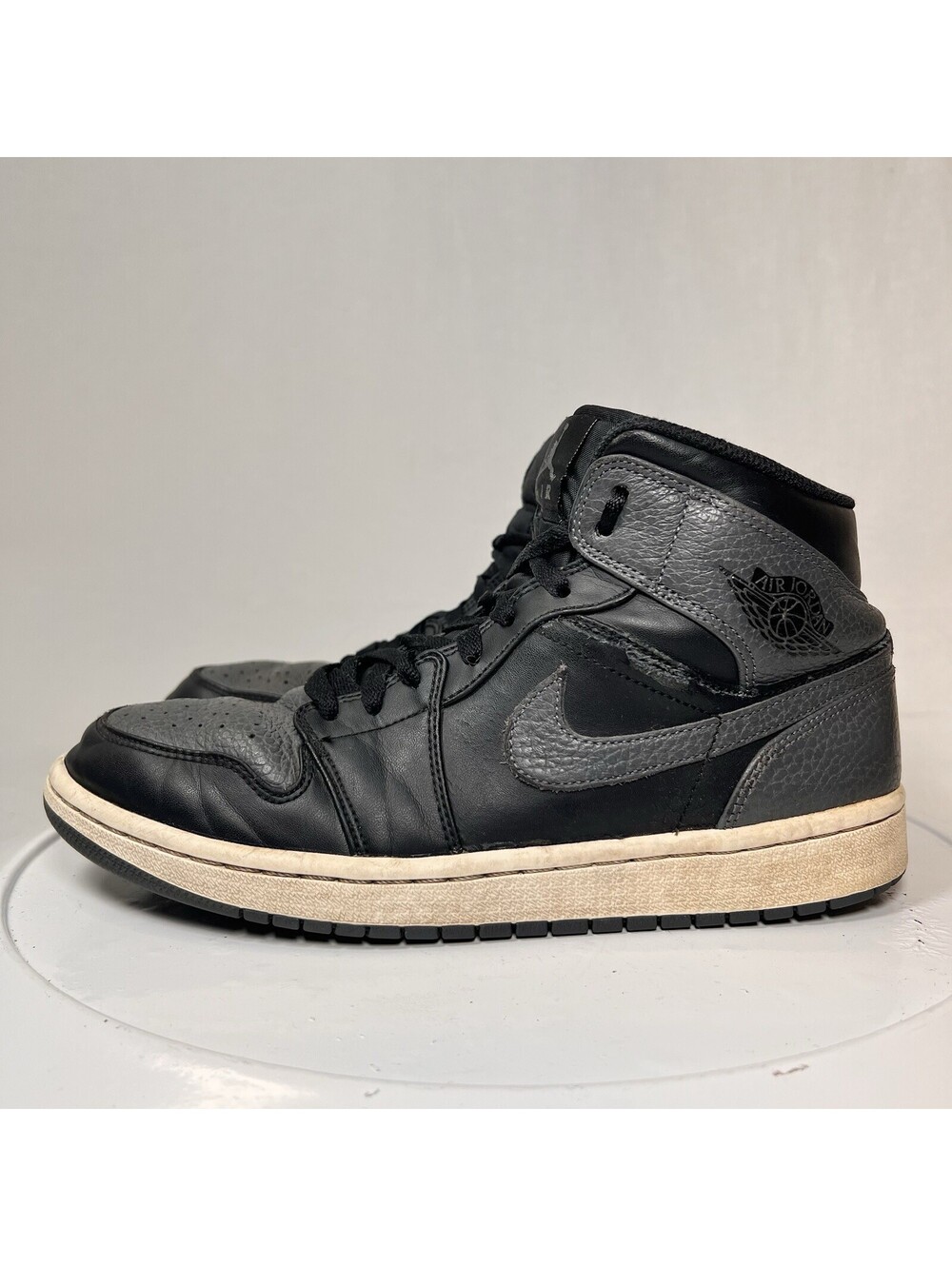 Nike Air Jordan 1 Mid Men's Basketball Shoes Size 8.5 Blk Gray Shadow 554724-041